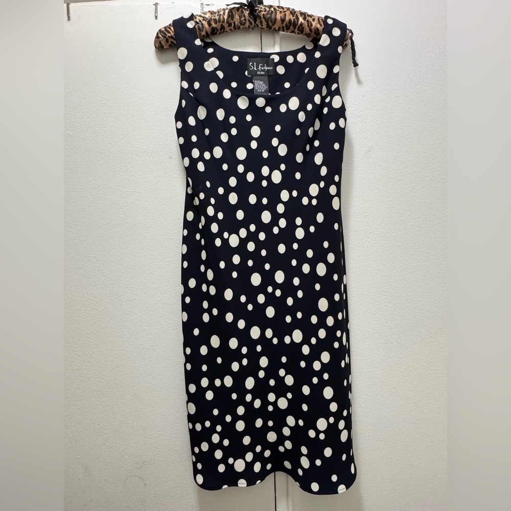 Vintage 90s SL Fashions Polka Dot Navy Fairy Dress 8P